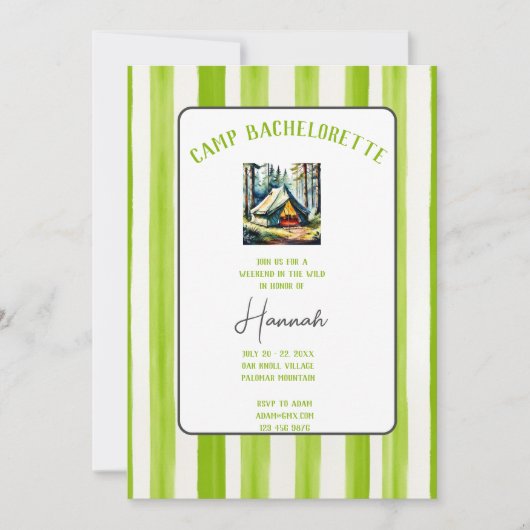 キャンプバチェロレッテワイルドインザウッズウィークエンド 招待状 (正面)