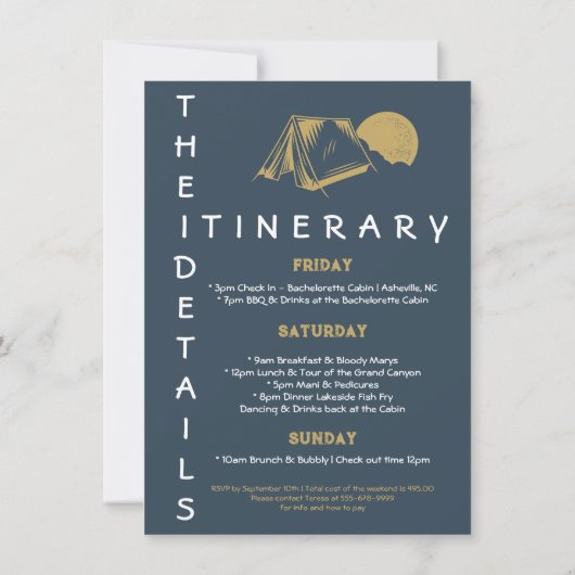 キャンプバチェロレッテ旅程ガールズウィークエンドパーティー 招待状 (裏面)