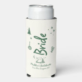 キャンプバチェロレッテ花嫁ハンドドロー書ドグリーン スリム缶クーラー (Seltzer正面)