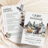 キャンプバチェロレッテ週末の旅程モダンパーティー 招待状