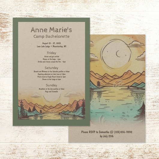 キャンプバチェロレッテ週末の日程 招待状