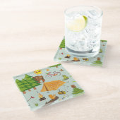 キャンプパターン ガラスコースター (アングル)