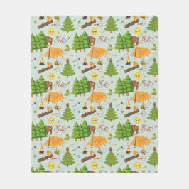 キャンプパターン フリースブランケット