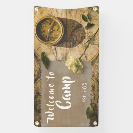 キャンプパーソナライズされたウェルカムバナー 横断幕 (縦)