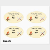 キャンプパーティーサンキューステッカー 楕円形シール (シート)