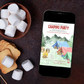 キャンプパーティースリーポバーアドベンチャー誕生日 招待状