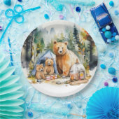 キャンプパーティーバーベキューとベアーファミリー ペーパープレート (パーティー)