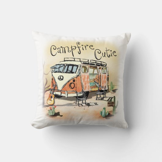 キャンプファイアかわいこちゃんヴィンテージキャンプ クッション (正面)