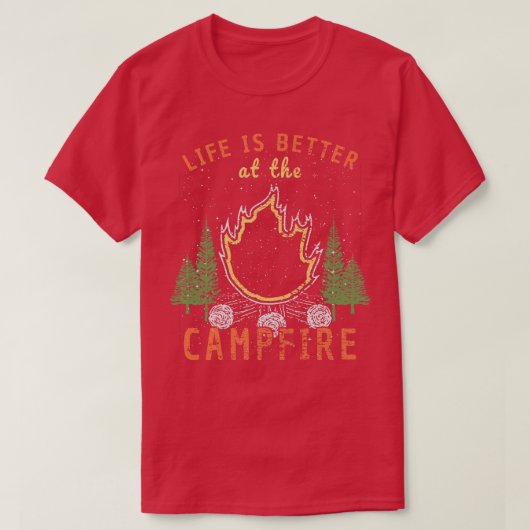 キャンプファイアでキャンピングライフが良い1 Tシャツ (デザイン正面)