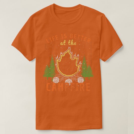 キャンプファイアでキャンピングライフが良い9 Tシャツ (デザイン正面)