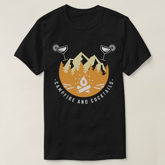 キャンプファイアとカクテル1 Tシャツ (デザイン正面)