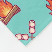 キャンプファイアとマシュマロ模様 フリースブランケット (角)