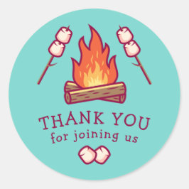 キャンプファイアとマシュマロ ラウンドシール