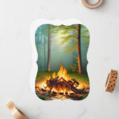キャンプファイアと森 ノートカード (正面/裏面インサイチュ)