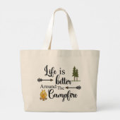 キャンプファイアのまわりにの方が人生の方が良い ラージトートバッグ (裏面)