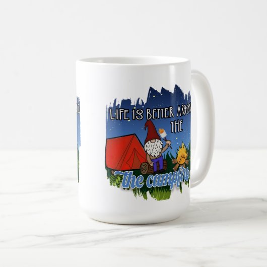 キャンプファイアのまわりには人生が良い コーヒーマグカップ (正面右)