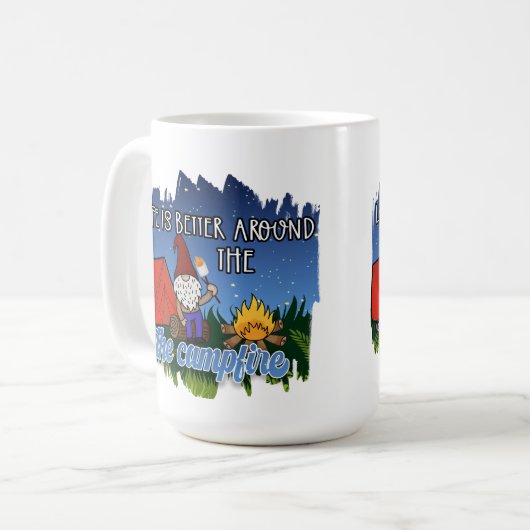 キャンプファイアのまわりには人生が良い コーヒーマグカップ (正面左)