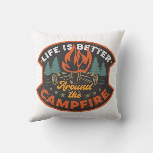 キャンプファイアのまわりには人生の方が良い クッション (裏面)