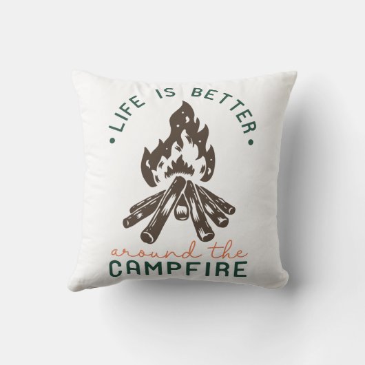 キャンプファイアのまわりには人生の方が良い クッション (裏面)