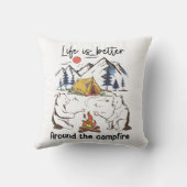キャンプファイアのまわりには人生の方が良い クッション (裏面)