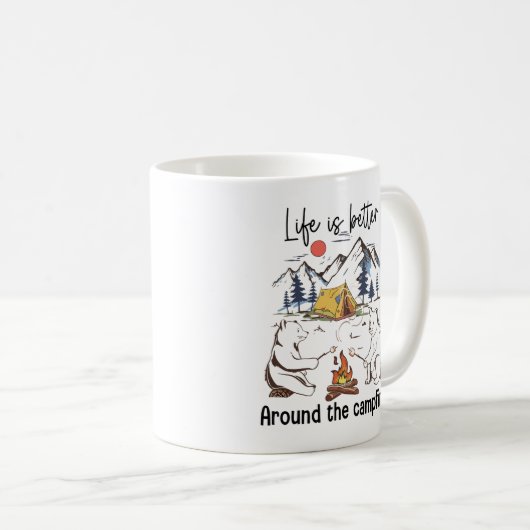 キャンプファイアのまわりには人生の方が良い コーヒーマグカップ (正面右)