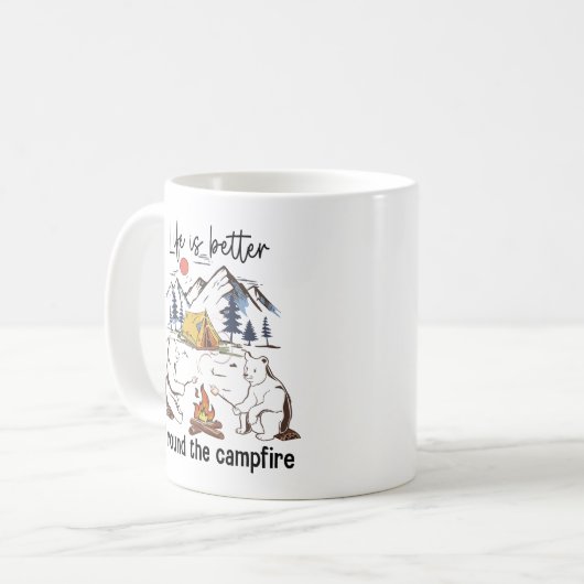 キャンプファイアのまわりには人生の方が良い コーヒーマグカップ (正面左)