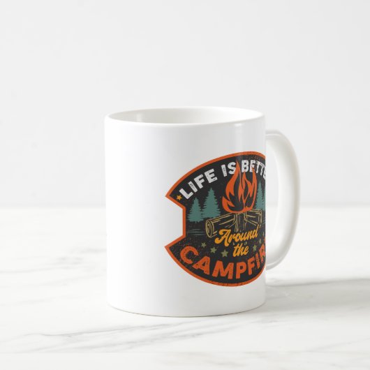 キャンプファイアのまわりには人生の方が良い コーヒーマグカップ (正面右)