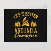 キャンプファイアのまわりにンピングの方がおもしろい人生は ポストカード (正面)