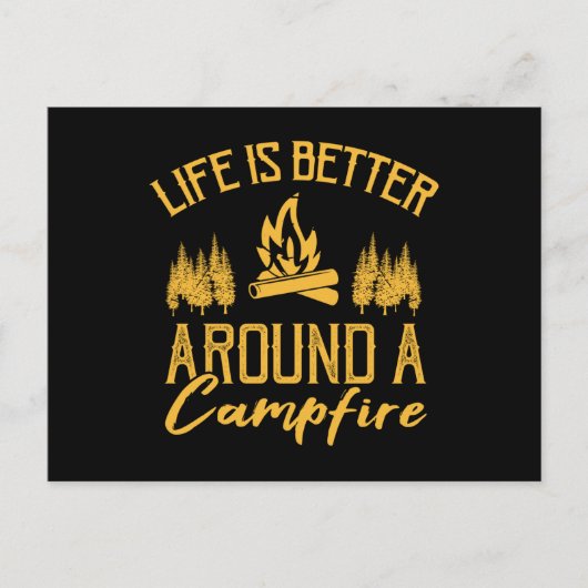 キャンプファイアのまわりにンピングの方がおもしろい人生は ポストカード (正面)