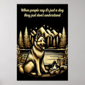 キャンプファイアのゴールデンドイツの羊飼い ポスター (正面)