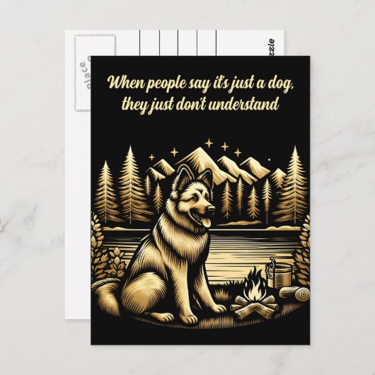 キャンプファイアのゴールデンドイツの羊飼い ポストカード (正面/裏面)