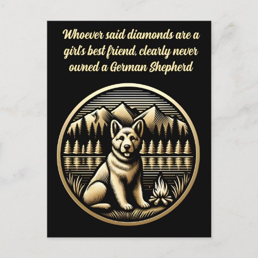 キャンプファイアのゴールデンドッグ ポストカード (正面)