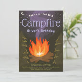 キャンプファイアアドベンチャー子供の誕生日パーティの招待状 招待状 (スタンド正面)