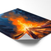 キャンプファイアウォーターカラー絵を描フォレストの芸術 ポスター (角)