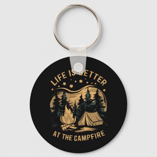 キャンプファイアキャンパーキャンプキャンプでの生活がより良い キーホルダー (正面)