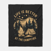 キャンプファイアキャンパーキャンプキャンプでの生活がより良い フリースブランケット (正面)