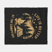 キャンプファイアキャンパーキャンプキャンプでの生活がより良い フリースブランケット (正面(横))