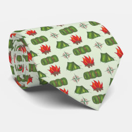 キャンプファイアスリーピングバッグテントコンパスキャンピング自然 ネクタイ