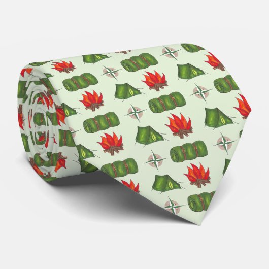 キャンプファイアスリーピングバッグテントコンパスキャンピング自然 ネクタイ (ロール)