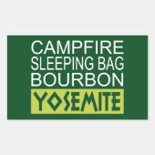 キャンプファイアスリーピングバッグバーボンヨセミテ 長方形シール (正面)