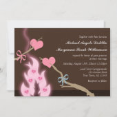 キャンプファイアハートキャンプグラウンド結婚式招待状 招待状 (正面)