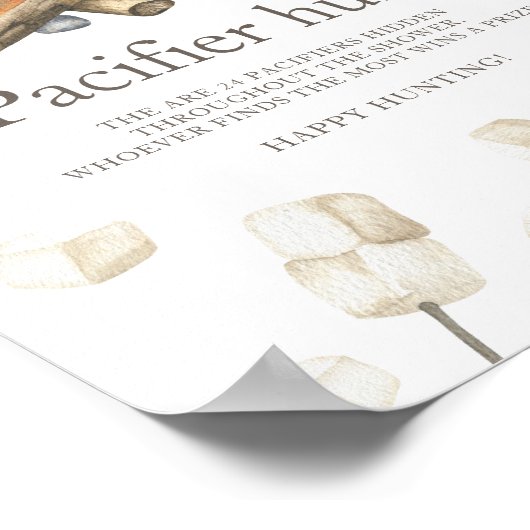 キャンプファイアベイビーシャワー – おしゃぶり狩りゲーム ポスター (角)