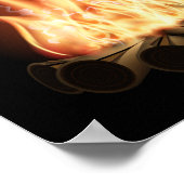 キャンプファイアベクトルロゴホットフレイムブラックバックグランド ポスター (角)