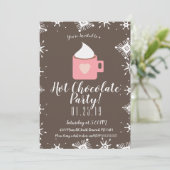 キャンプファイアホットチョコレートと雪片の冬のパーティー 案内状 (スタンド正面)