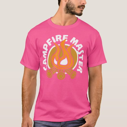 キャンプファイアマスター 楽しいキャンプの焚き火 Tシャツ (正面)
