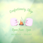 キャンプファイアマンガの可愛いピンクのマシュマロ ウィンドウサイン (シート3)