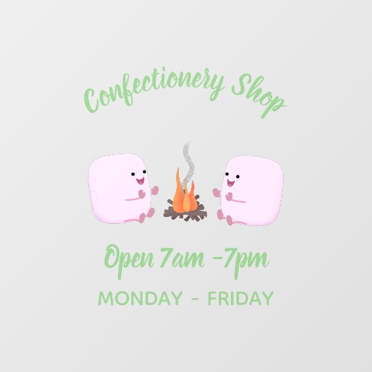 キャンプファイアマンガの可愛いピンクのマシュマロ ウィンドウサイン (シート)