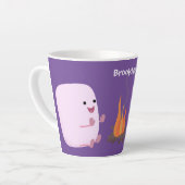 キャンプファイアマンガの可愛いピンクのマシュマロ カフェラテマグ (左アングル)