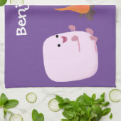 キャンプファイアマンガの可愛いピンクのマシュマロ キッチンタオル (折り畳み)