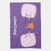 キャンプファイアマンガの可愛いピンクのマシュマロ キッチンタオル (縦)